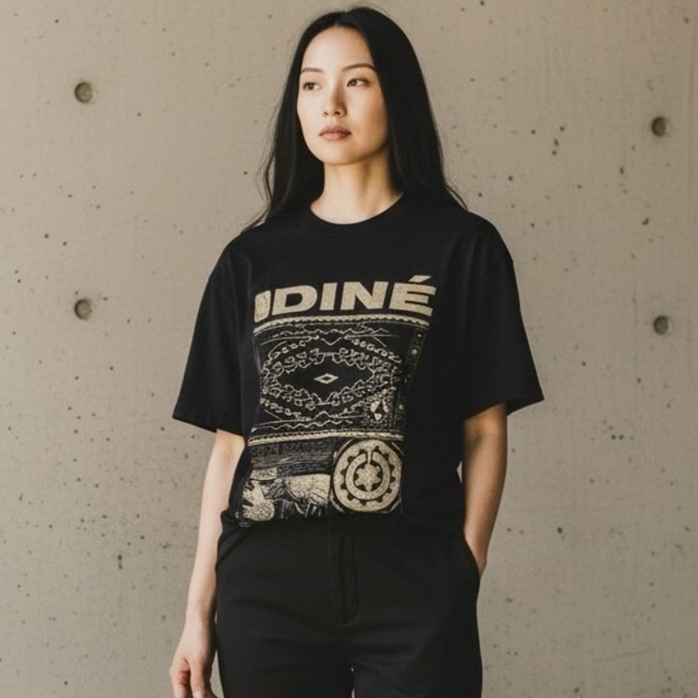 American Apparel 1301 Dine Nation Graphic T-Shirt Black Heavyweight Cotton Large